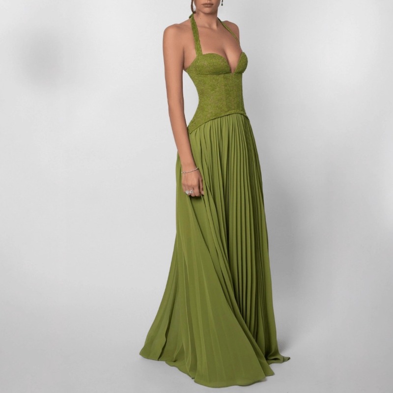 セクシーなローカットホルターネックマキシドレス、女性用バック - Maxi Dress Halter のレビューと価格
